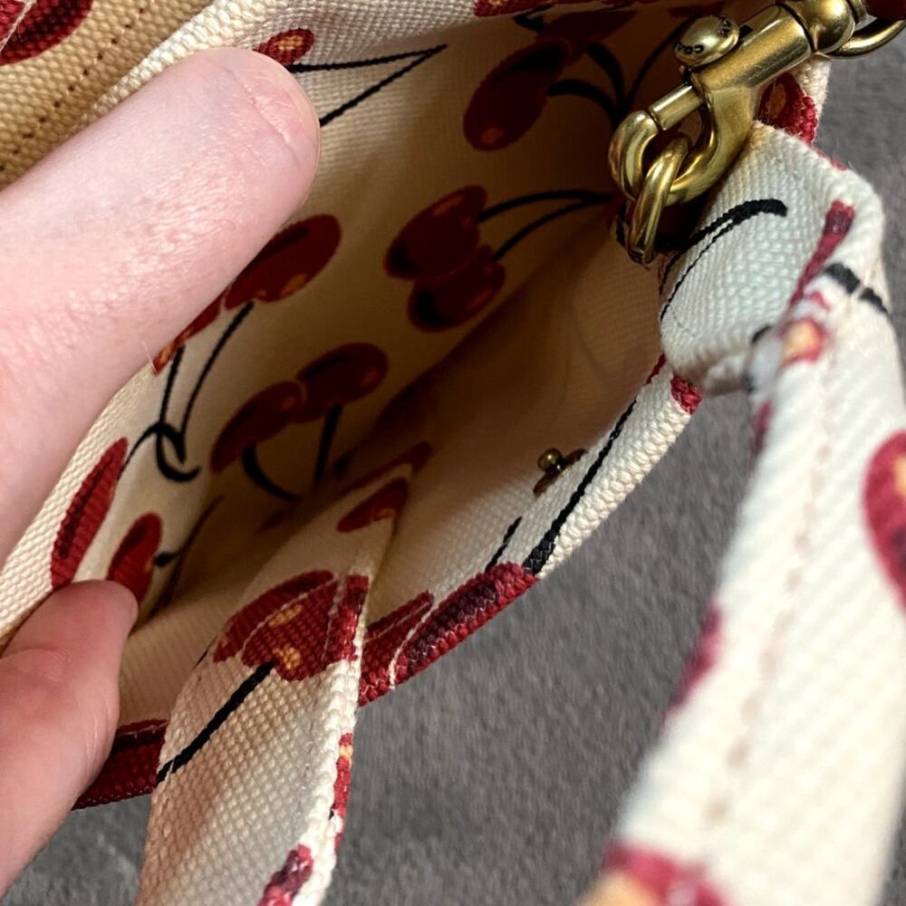 Coach Cargo Mini Tote Bag 20 Chalk Red Cherry Canvas Gold Crossbody NWOT - Picture 10 of 12